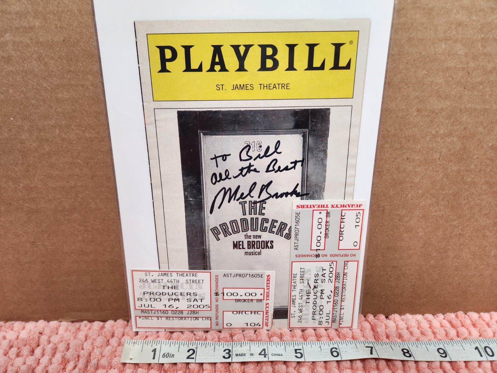 2005 Mel Brooks AUTOGRAPH SIGNED "The Producers" Playbill Cover w/ Ticket Stubs 