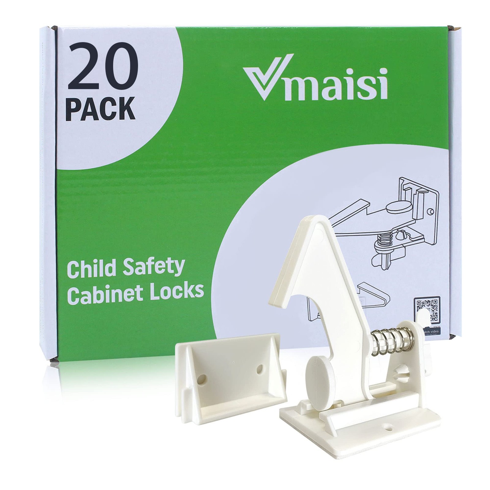 20 Pack Cabinet Locks Safety Latches - Baby Proofing Cabinets Drawers Lock - ...