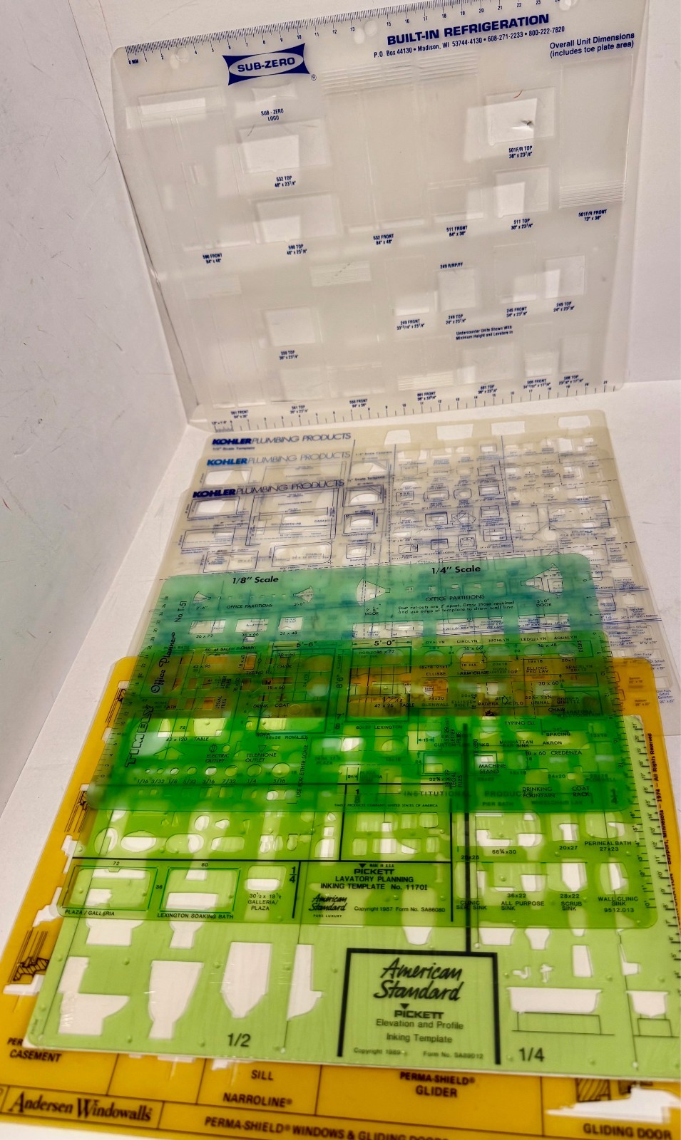 Vintage Drafting Drawing Templates Lot of 8 Pickett Amer Std Timely Kohler Ander