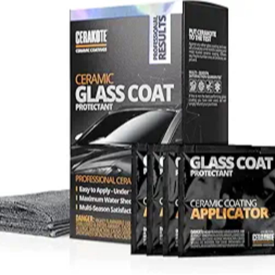 Ceramic Glass Coat Protectant - Hydrophobic Automotive Rain Repellant-4 Wipe Kit