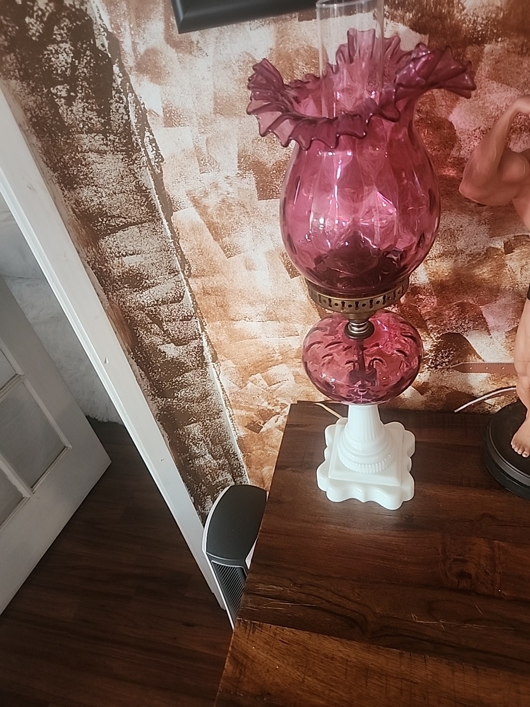 Large 24 Inch Fenton Cranberry Lamp 24 Inches Great Shape