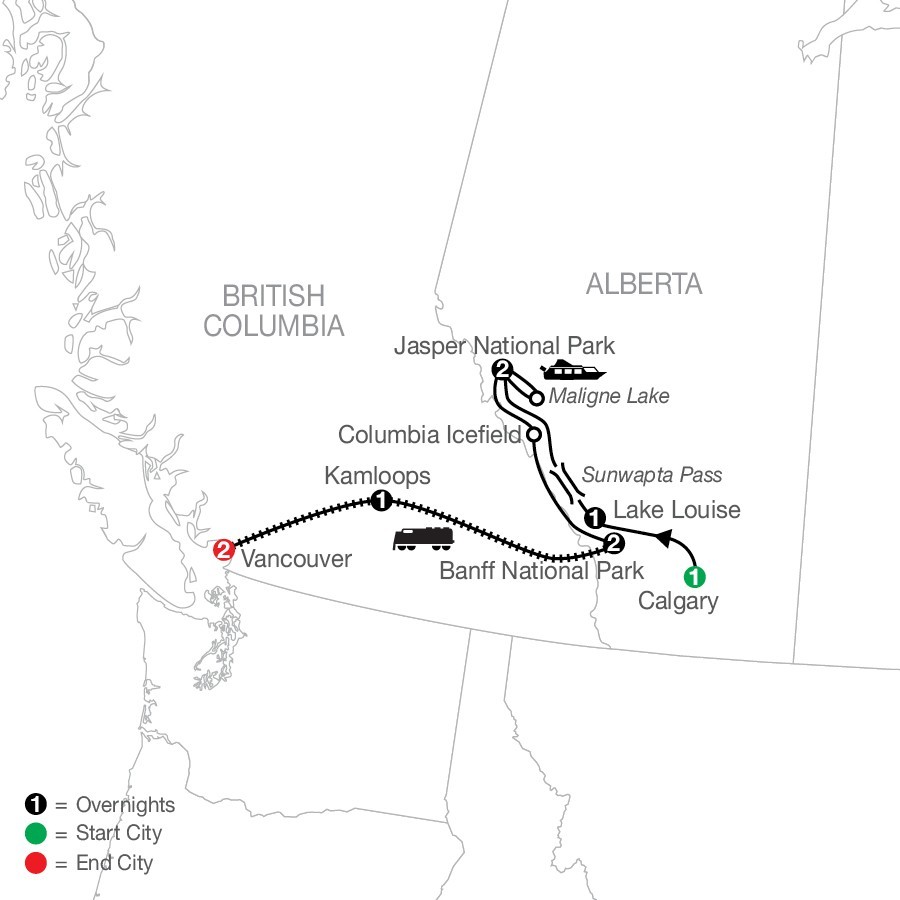 Great Resorts of the Canadian Rockies with Rocky Mountaineer 10 day tour