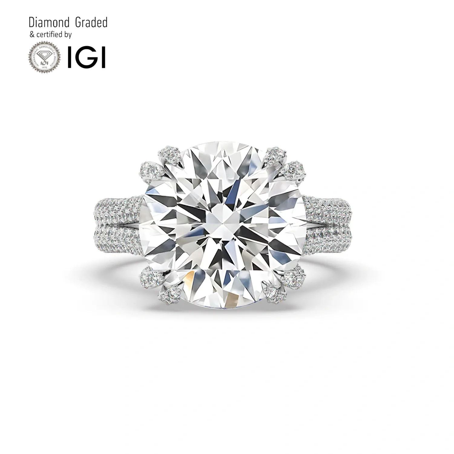 Round Diamond Engagement Ring Platinum Labgrown 10.10 Ct Solitaire