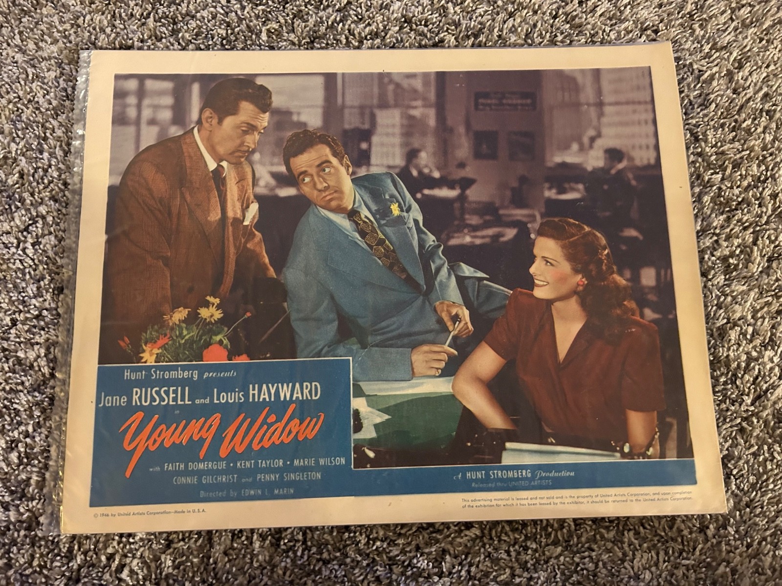 Vintage Movie Lobby Card "Young Widow" 1946 Jane Russell Louis Hayward