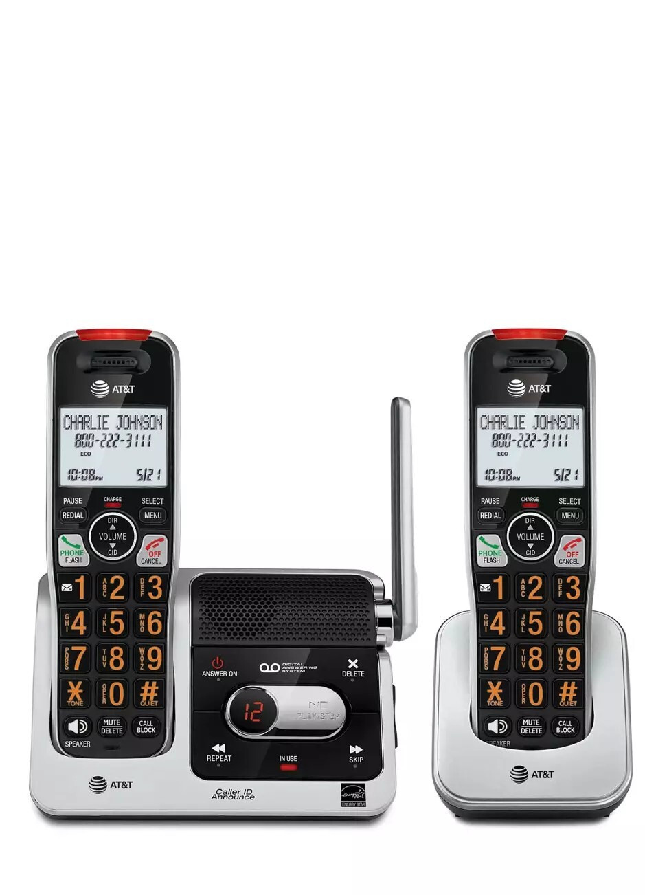 AT&T TWO Handset Cordless Answering System with Caller Announce & Caller ID #4