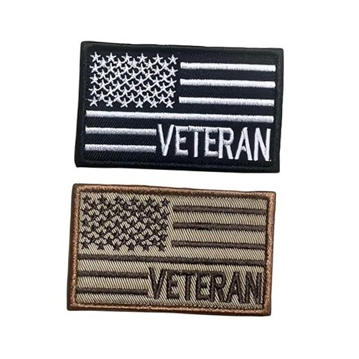 2 Pack Tactical USA US American Flag Veteran Patch, Morale Patches, Moral 