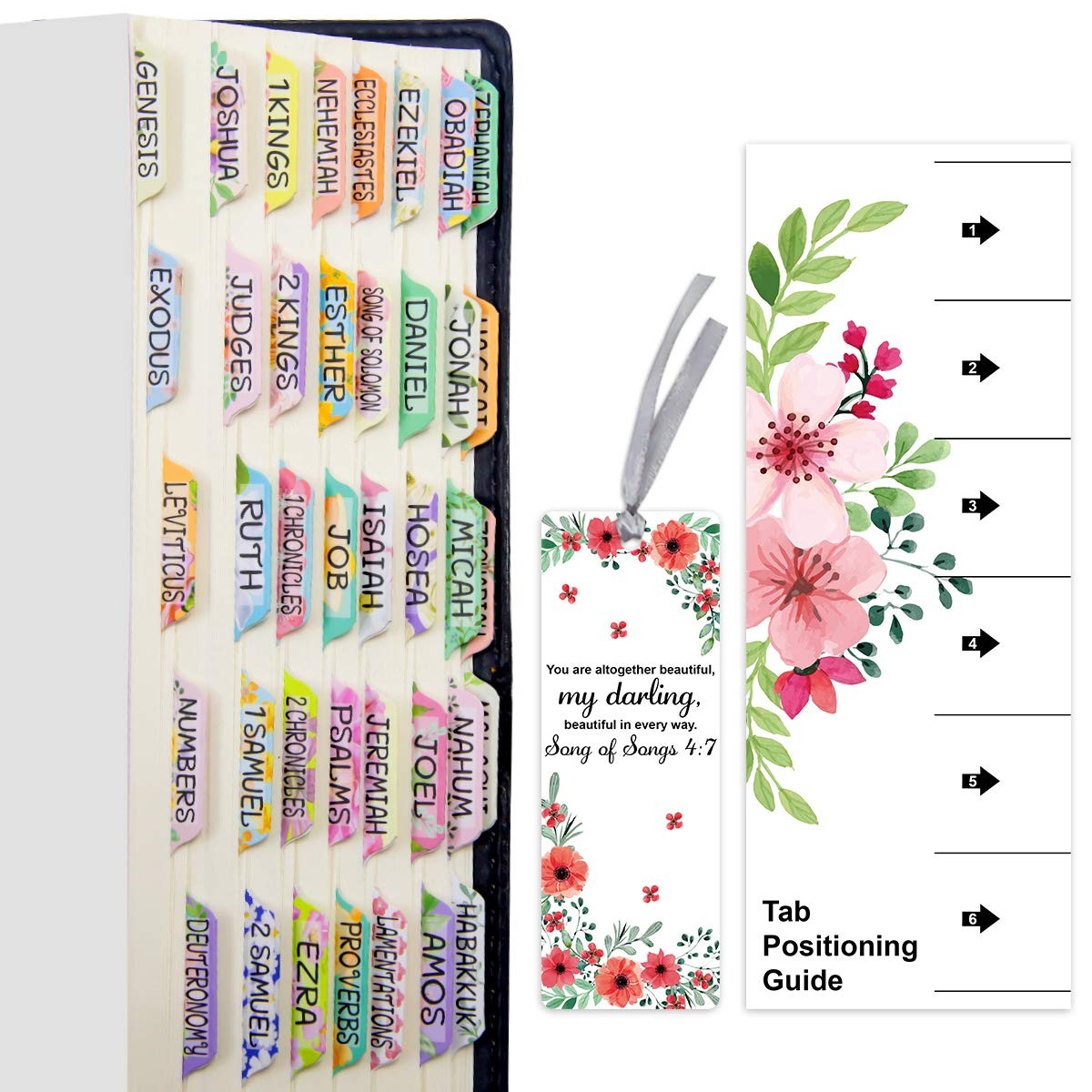Bible Tabs 100PCS Decorative Laminated Cute Bible tabs Women 66 Book Tabs 34
