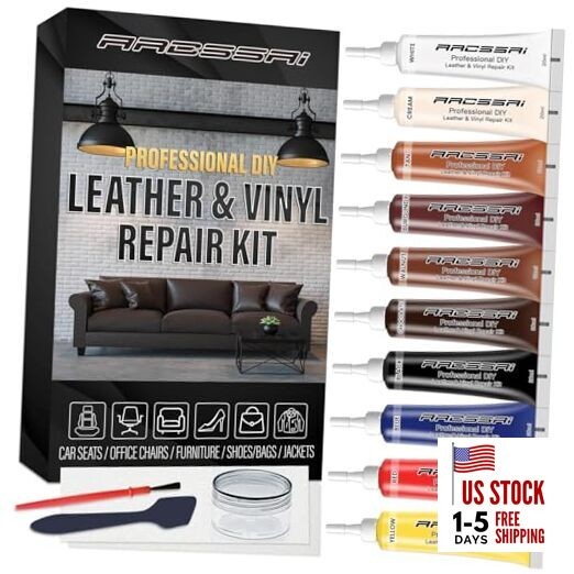  Leather & Vinyl Repair Kit, Sofa, Jacket, Car Seats and Purse. Leather Repair 
