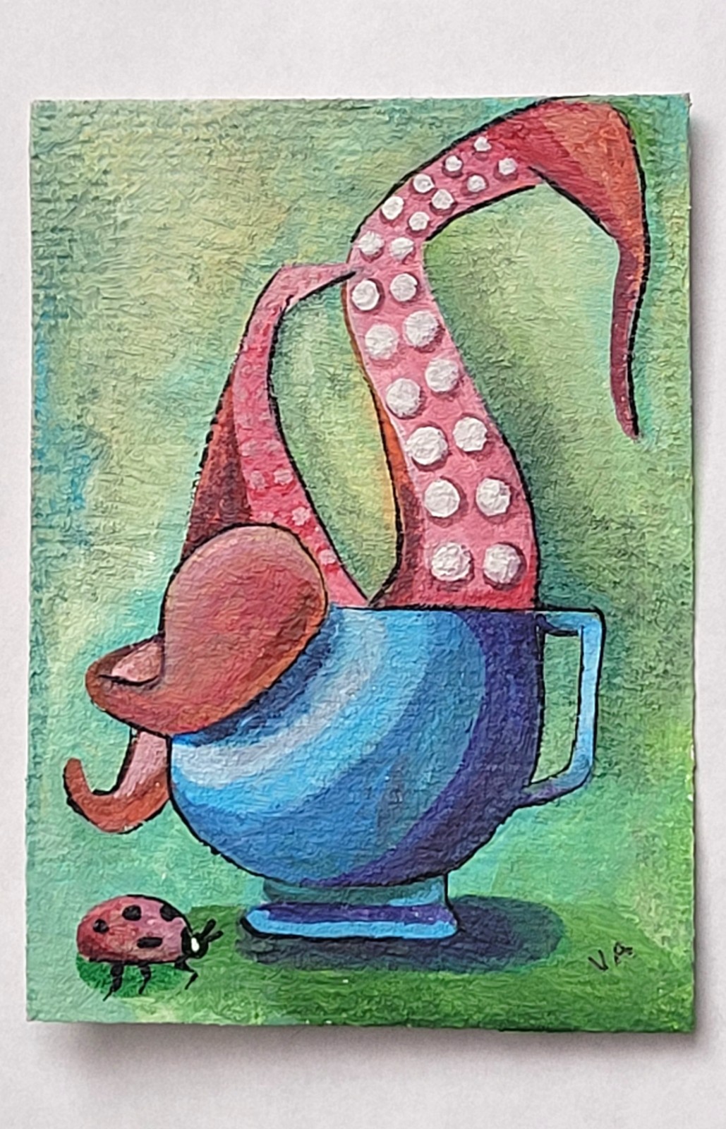 Original Hand-Painted ACEO | Artist Trading Card 2.5x3.5" | "Ocho & Poco 001"