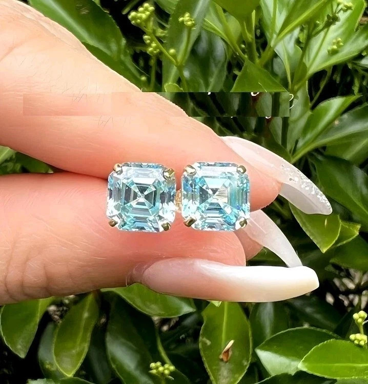 3 Ct Treated Certified Amazing Blue Diamond Solitaire Stud In 925 Silver