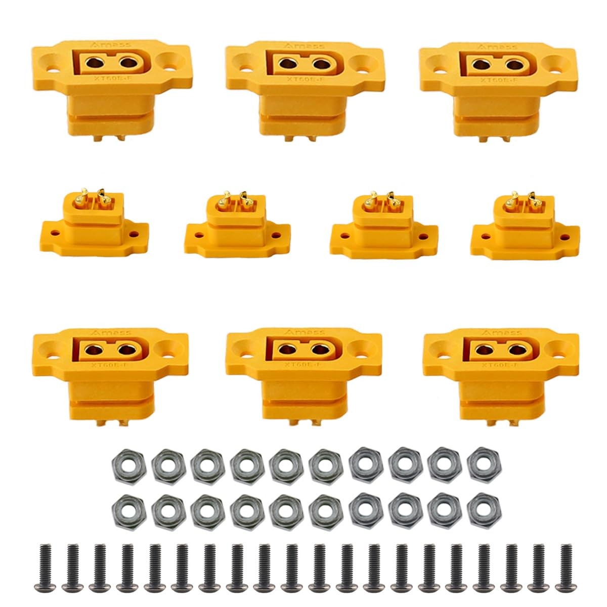 10 PCS XT60E-F Mountable XT60E Female Plug Connector with Screws for RC Drone