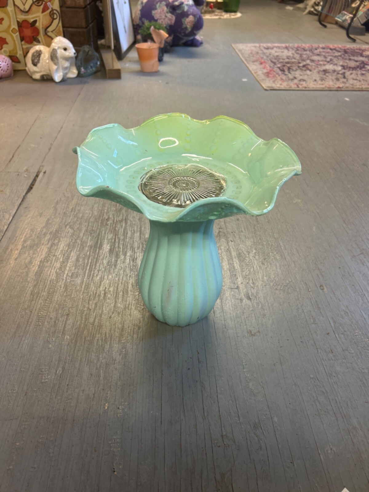 vintage flower birdbath vase