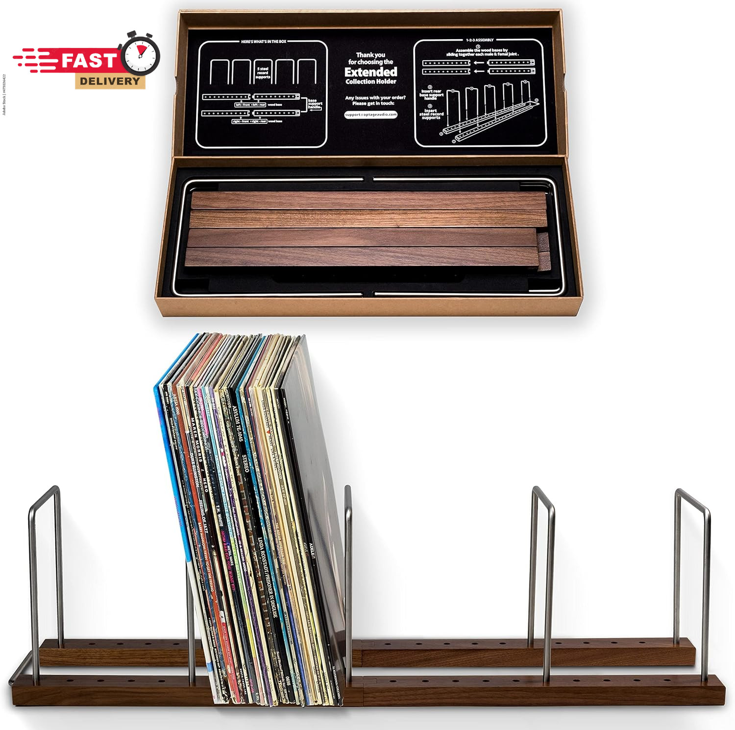 Optage Audio 100-150 Record Holder, Vinyl Record Storage, Vinyl Record Organizer