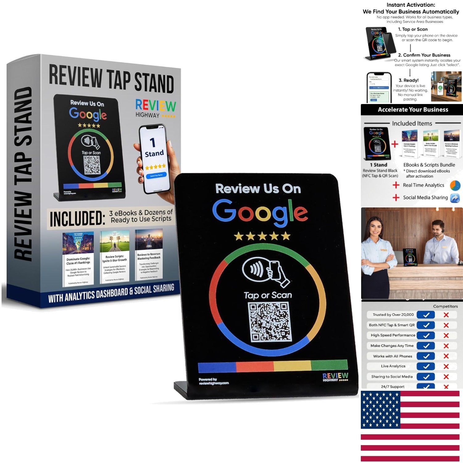 Reusable NFC Tap & QR Code Review Stand for Instant Feedback Collection - 1 Unit