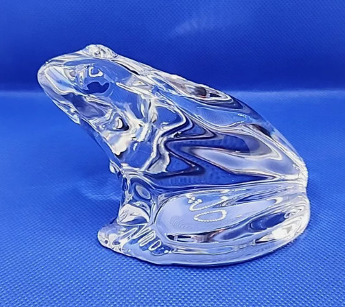 Signed Baccarat Crystal Art Glass Frog toad Paperweight /Figurine- G5