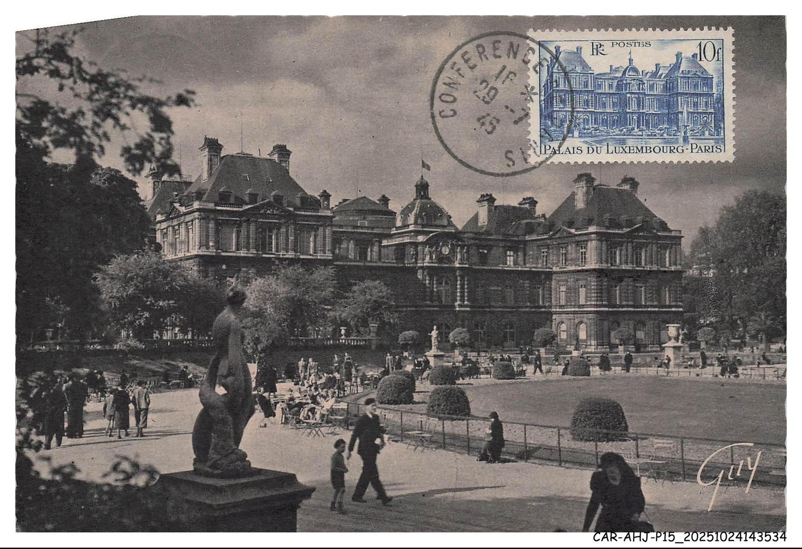 CAR-AHJP15-0710-CARD-MAXIMUN - Garden And Palace Of Luxembourg - 1945