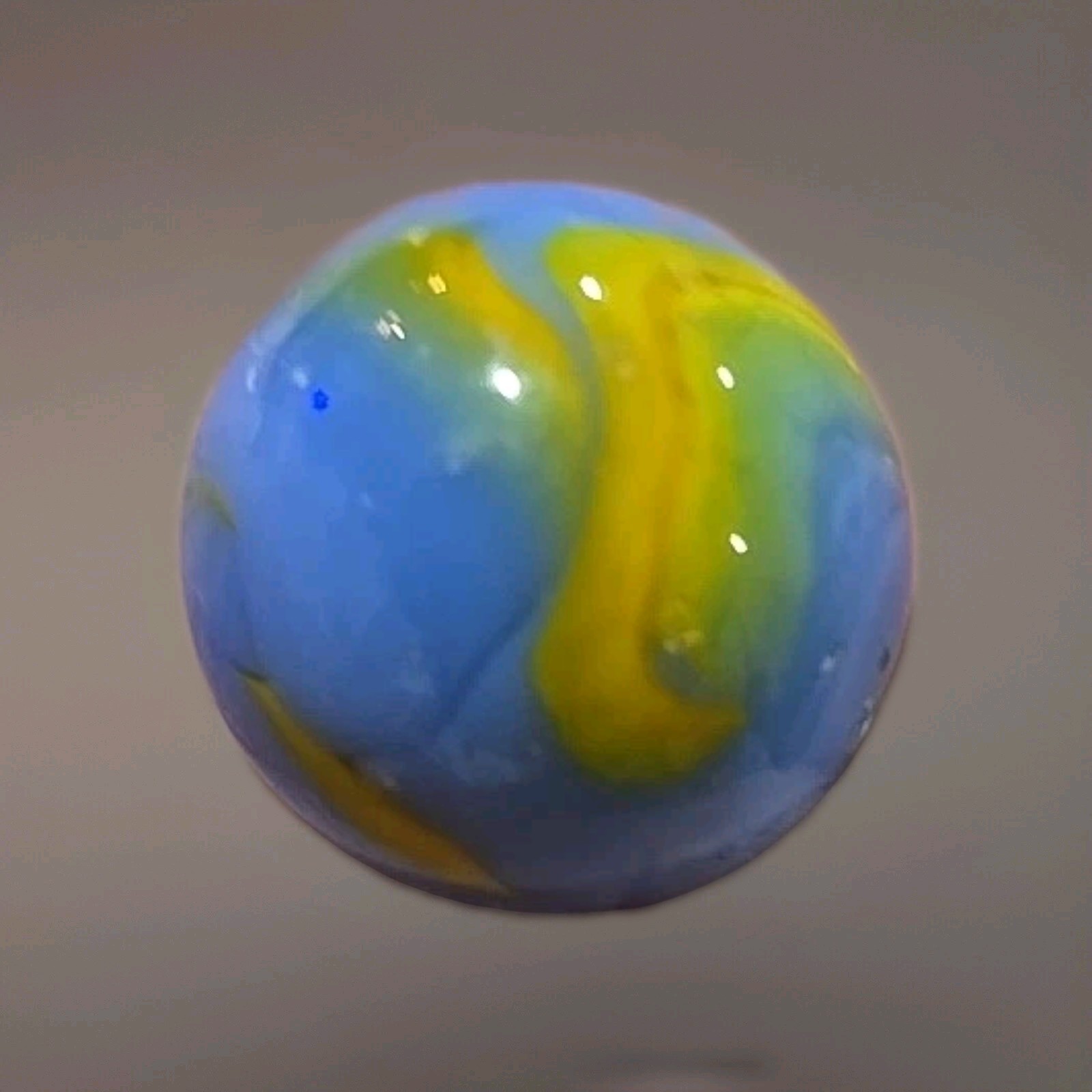 Vintage Christiansen Agate Colorful Blue Base Yellow swirl Marble 1 In 