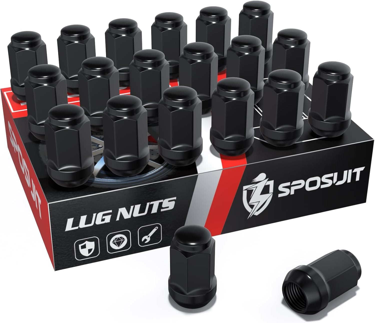 M12x1.25 Lug Nuts - Replacement for 2002-2022/2024 Altima, 1988-2023 Black