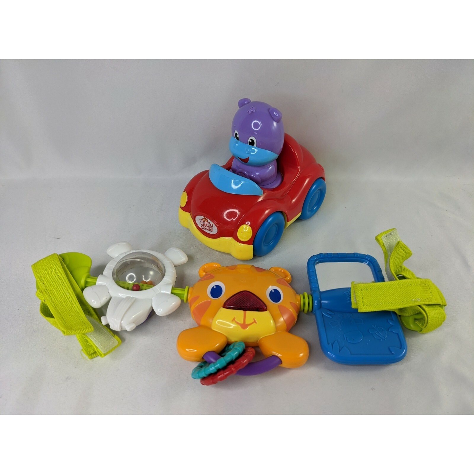 Bright Starts Tiger Musical Stroller Toy Hippo Push Go Vehicle Lot