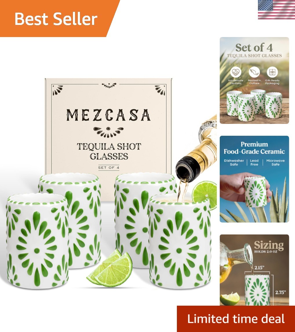 Talavera Shot Glasses — 100% Handmade Ceramic Tequila Shot Glasses with Talav...