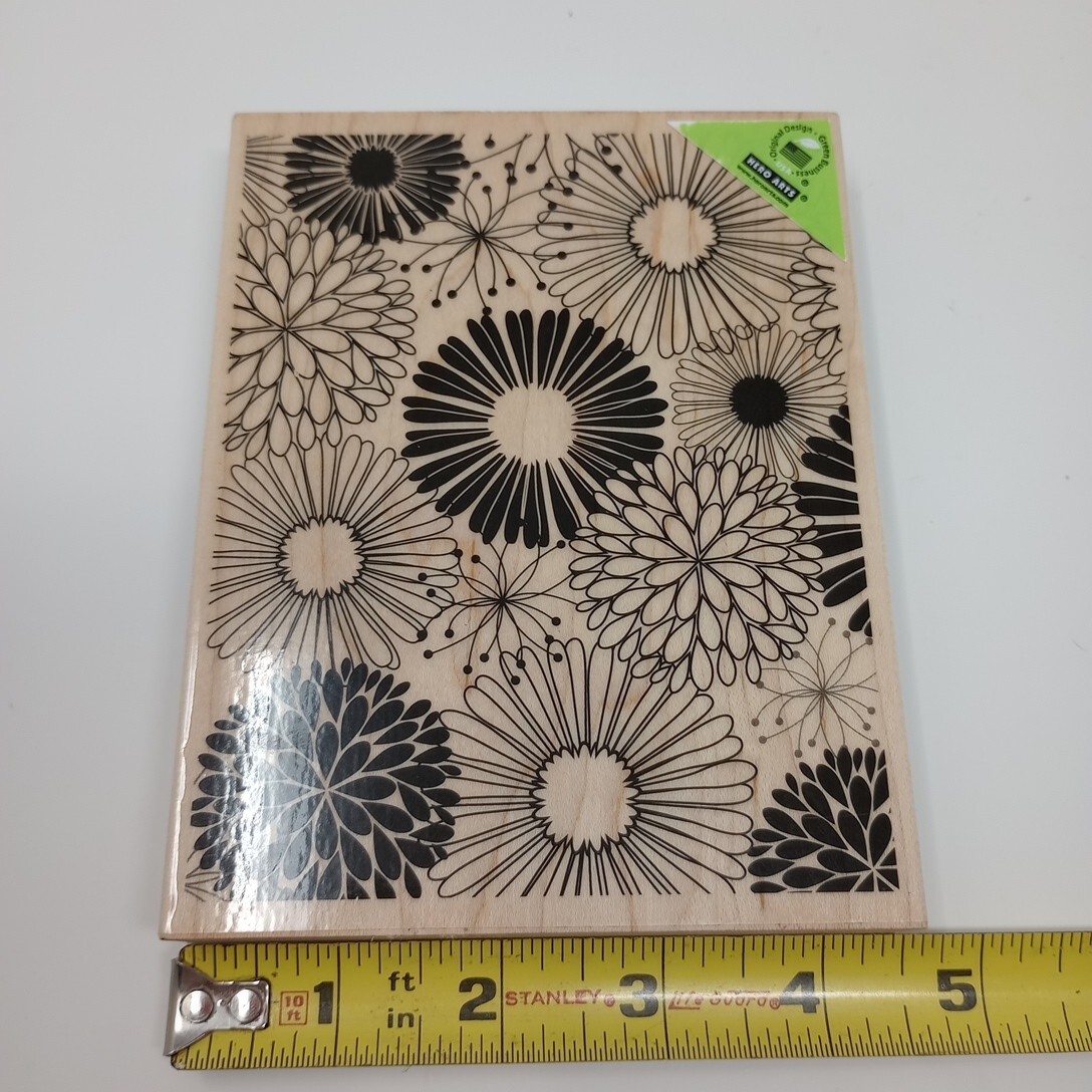 Hero Arts Everything Flower Background Large S5638 Wood Mounted Rubber Stamp