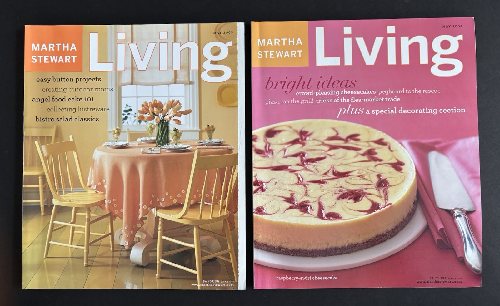 2 Martha Stewart Living Spring Magazine Issues  May MSL 2003 & 2004 Vintage