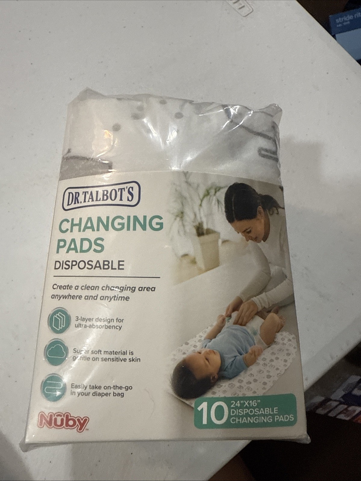 Nuby - Dr Talbots 10 Pk Neutral Gray Elephant Disposable Changing Pads