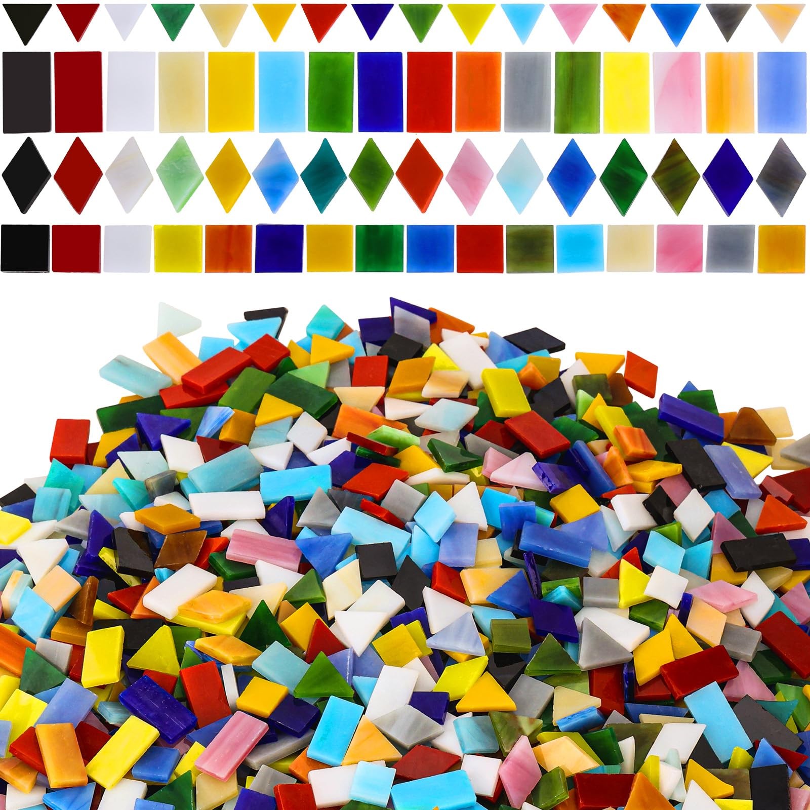 2400 Pcs Mosaic Tiles, Glass Mosaic Tiles for Crafts Bulk, Assorted Color Sta...