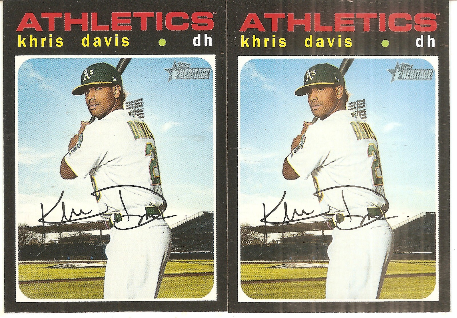 2 CARD 2020 TOPPS HERITAGE KHRIS DAVIS BASEBALL CARD LOT