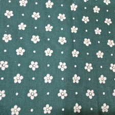 Vintage Fabric 60's 70's Green White Daisys Polka Dots 3yd x 45"