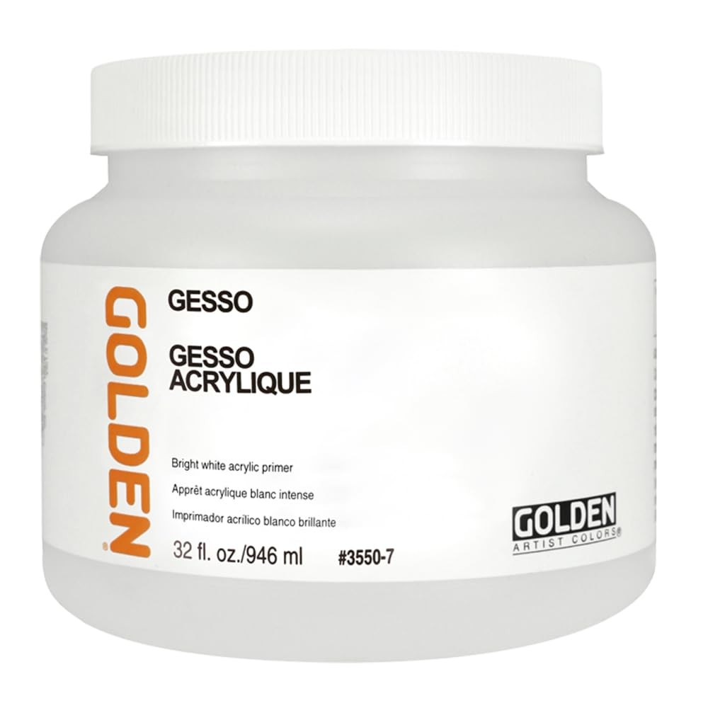 GOLDEN Gesso 32oz Professional Acrylic Opaque White Base Coat