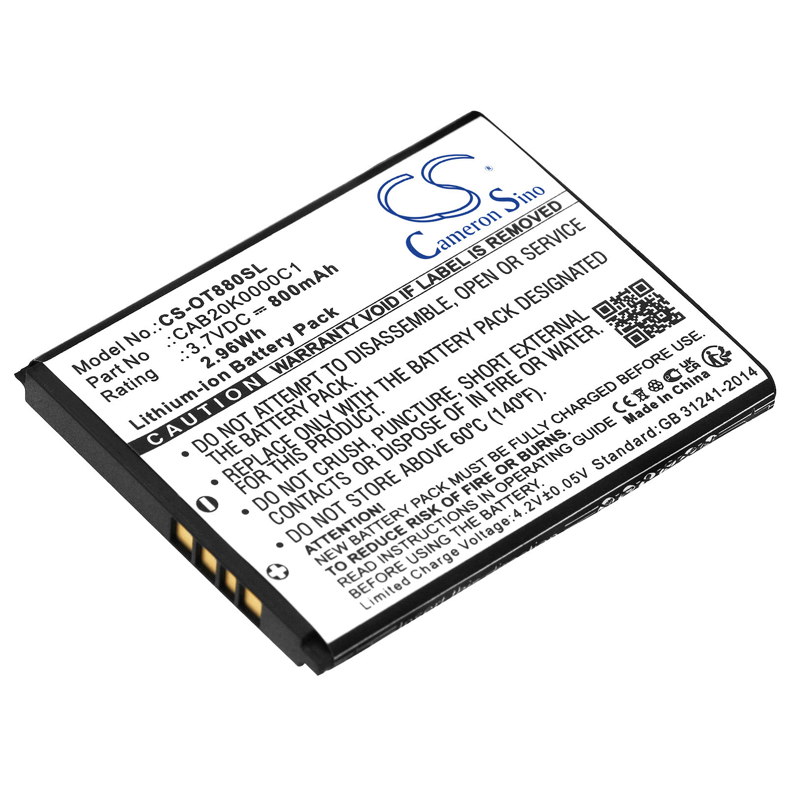 BATTERIE 800mAh BY42 CAB3120000C1 For Alcatel One Touch 710, A392G, OT-536