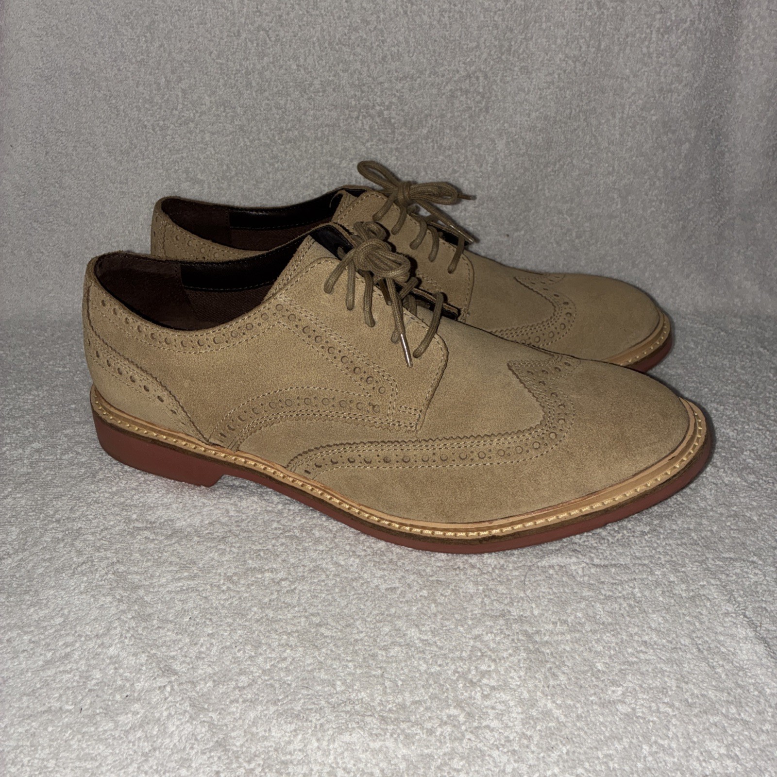 Cole Haan Tan Suede Wingtip Oxford Lace Up Loafers Cushioned Shoes Men's Sz 10