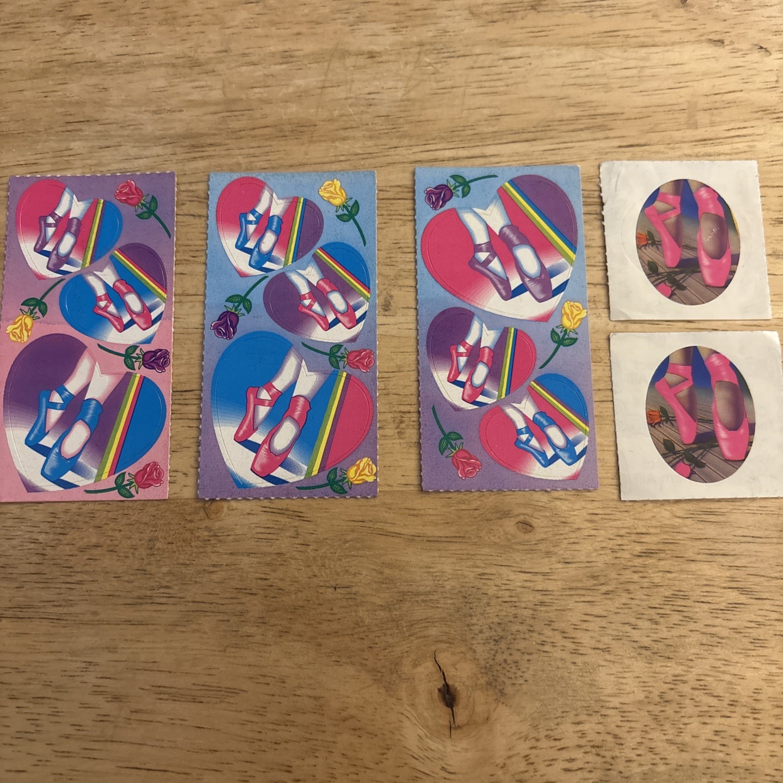 Vintage 1989 Lisa Frank Stickers Ballerina Ballet Slippers Hearts Roses S160