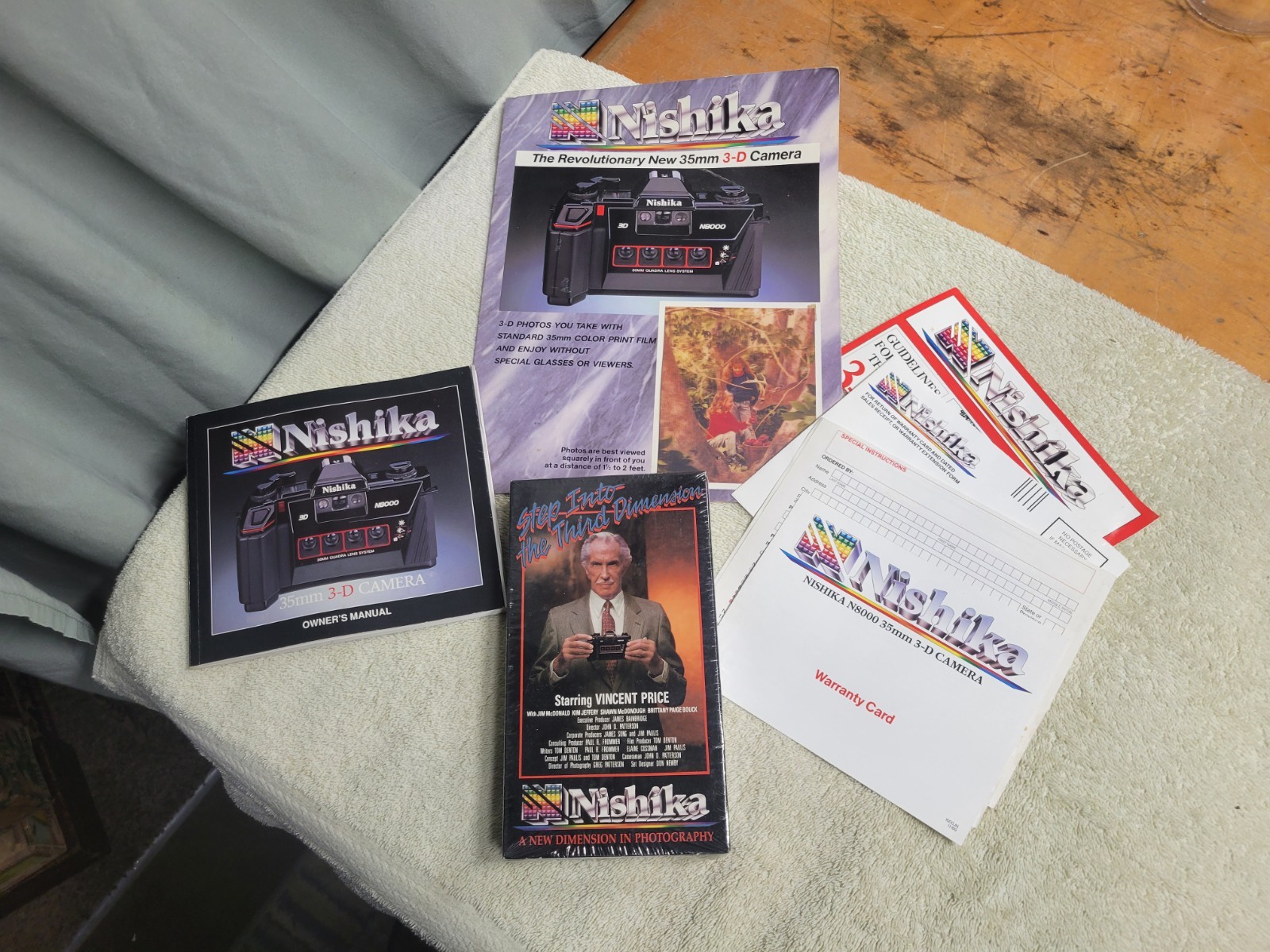 Vintage Nishika 35mm 3-D Camera VHS Cassette Owners Manual Paperwork Lot