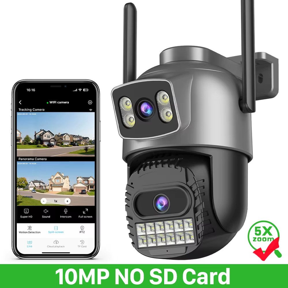 15MP 8K Three Lens Three Screens PTZ Wifi Camera Outdoor HD 5G Wifi Security Cam