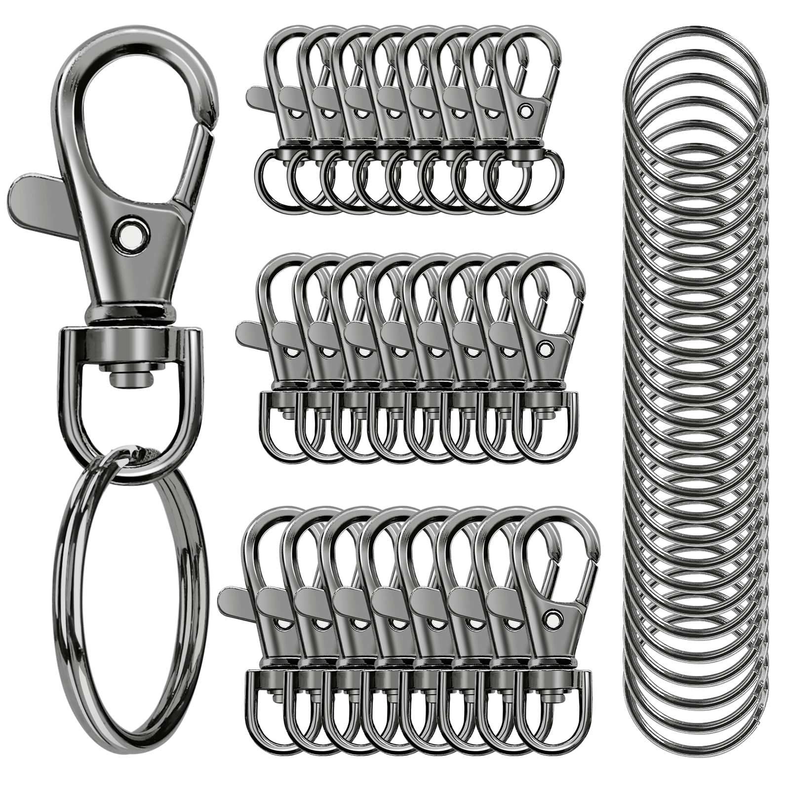 100PCS Swivel Snap Hooks with Key Rings, Premium Metal Swivel Lobster Claw Cl...