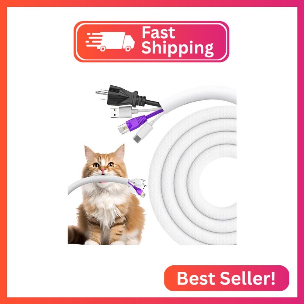 UOMTFAI Dog and Cat Cord Protector 10ft - 1/2inch, Flexible Cable Sleeve for Eas