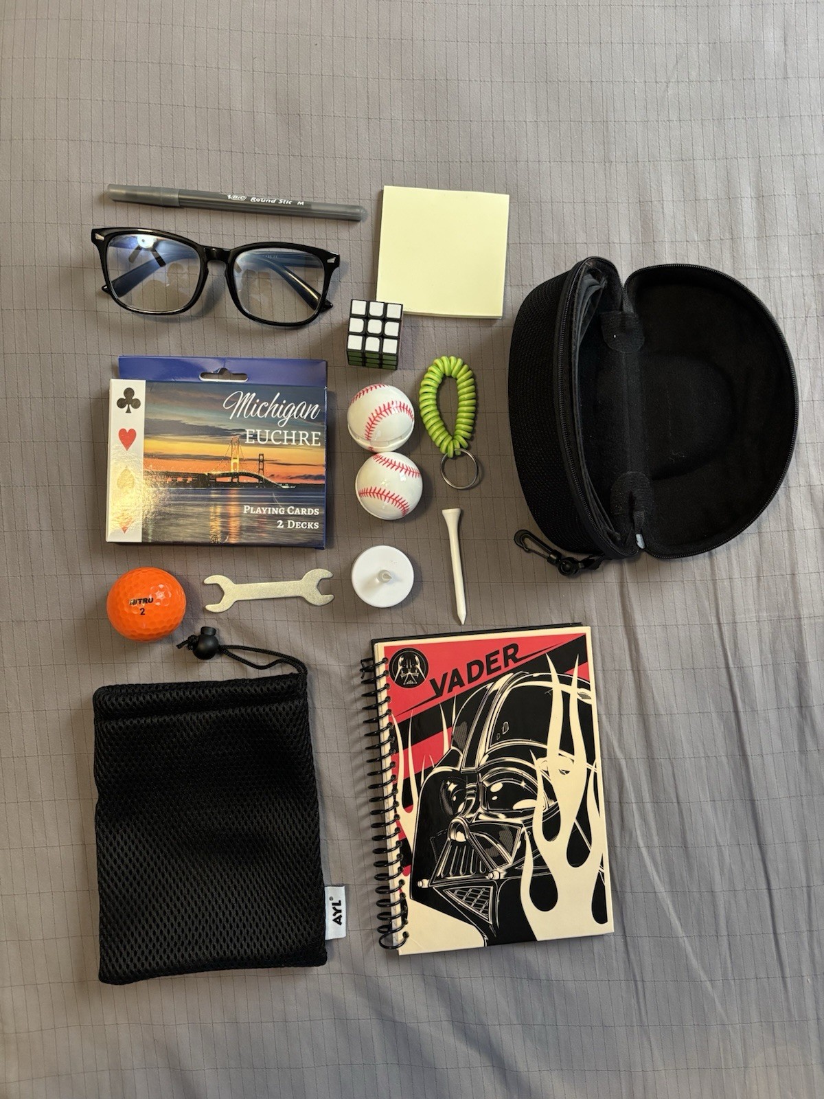 Random Household Items Assortment Lot (Journal, Blue Light Glasses, Euchre Deck)