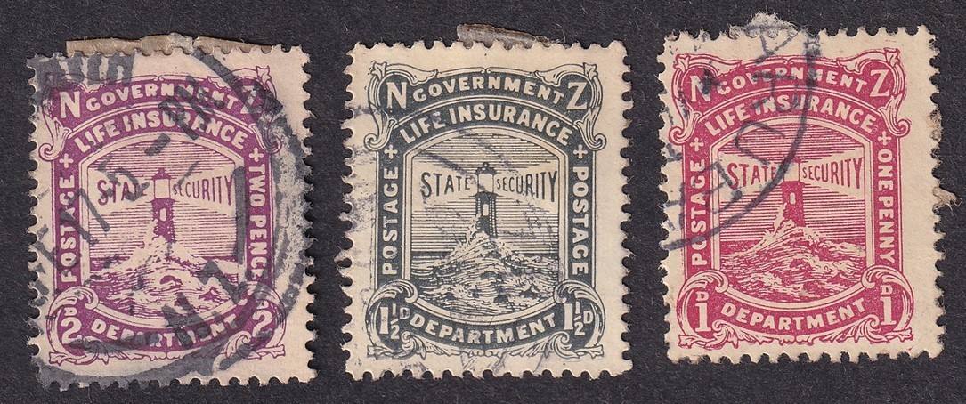 New Zealand Life Insurance 1913-37 Lighthouse 3v used