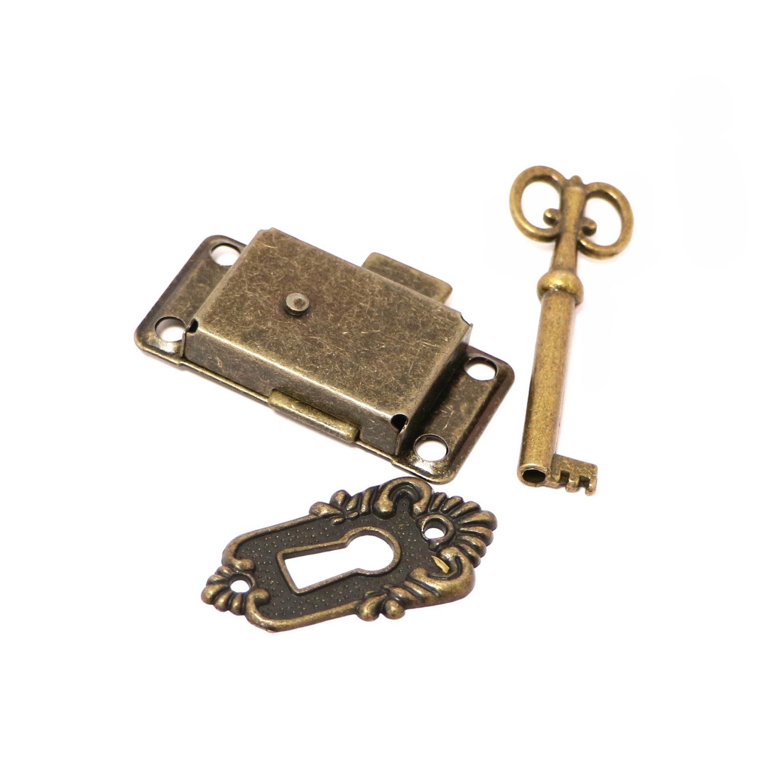 Vintage Iron Alloy Cabinet Door Lock Kit with Key Antique Drawer Wardrobe Lock c