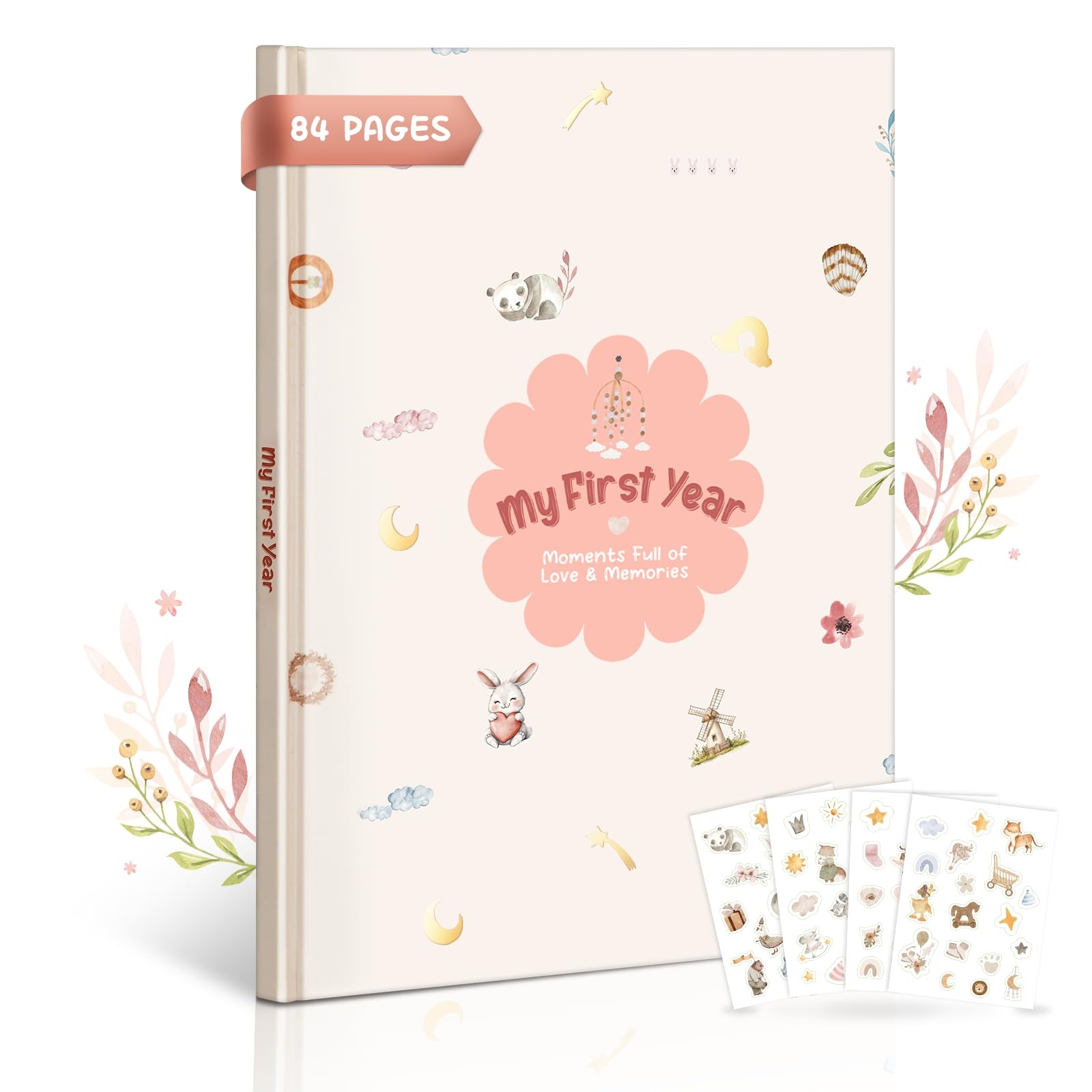 Baby Memory Book for Girls – Boho Design, 84-Page Hardcover Keepsake Journal ...