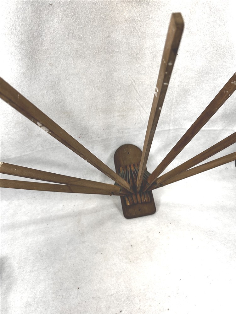 antique towel drying rack wall mount 7 arms 21 in long wooden original 1900