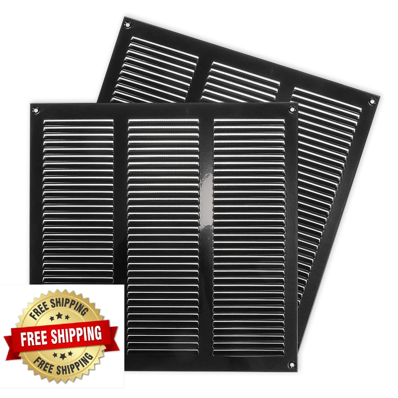 Repa Market 2-Pack 12x12 Black Galvanized Steel Louvered Air Vent Cover Grill