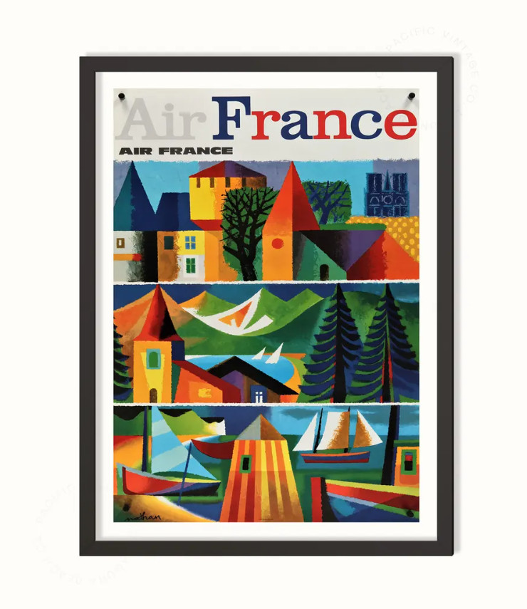France Airline Poster by Paul Colin – Vintage France Travel Print