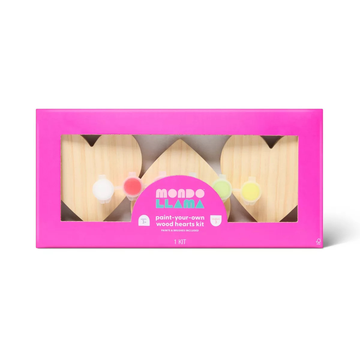 3Ct Valentine'S Craft Wood Hearts Painting Activity Kit - Mondo Llama™