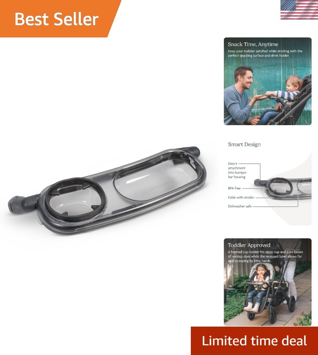 Convenient Snack Tray Attachment for Vista, Cruz, RumbleSeat - Toddler Approved
