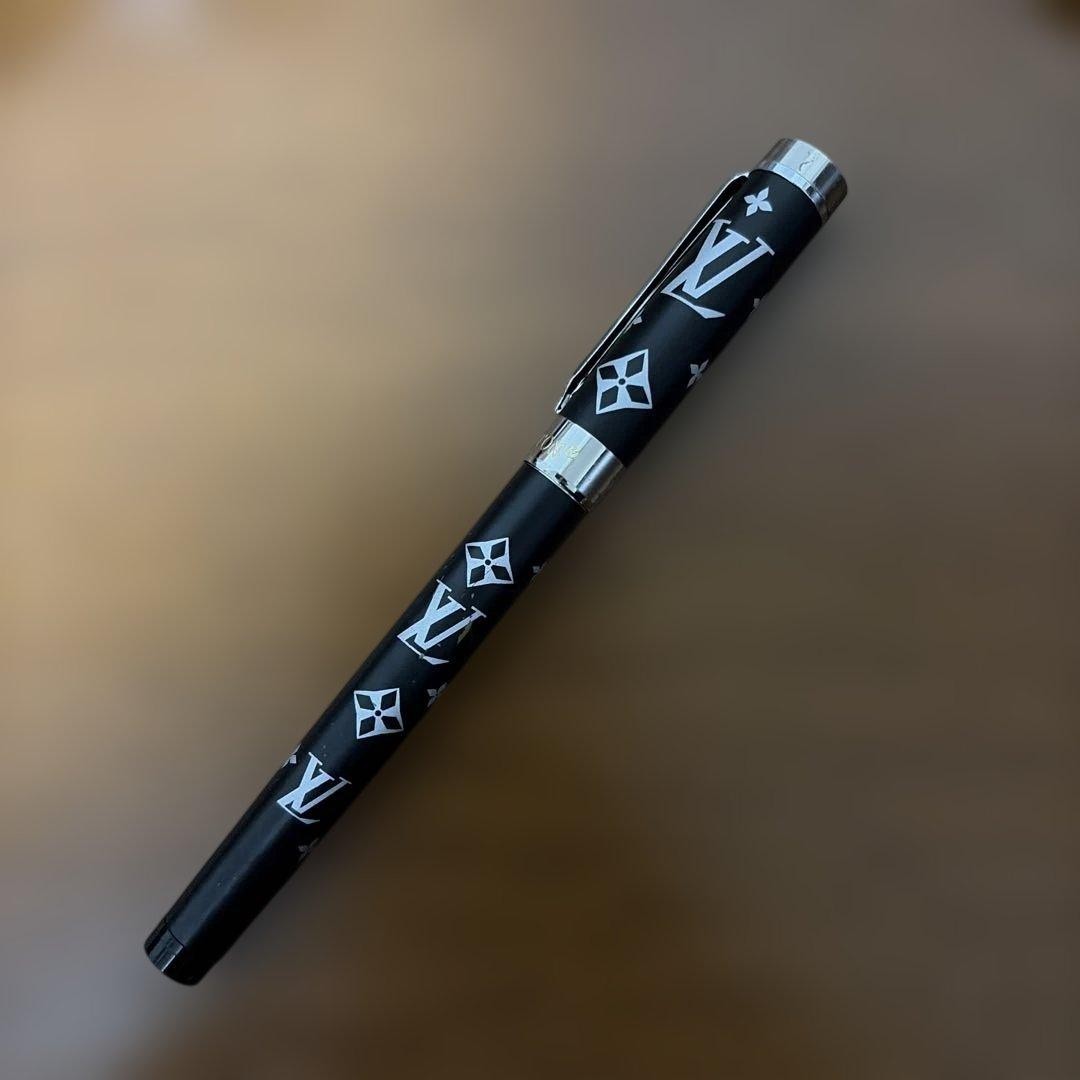 Louis Vuitton Ballpoint Pen Monogram Black Metal Clip Writing Instrument