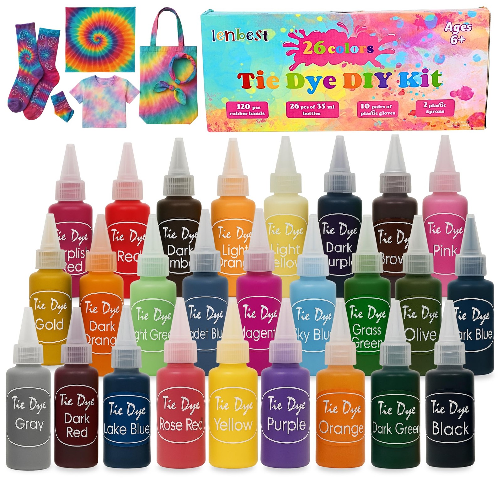 Complete Tie Dye Kit 26 Colors Fabric Dye Set for Kids Adults