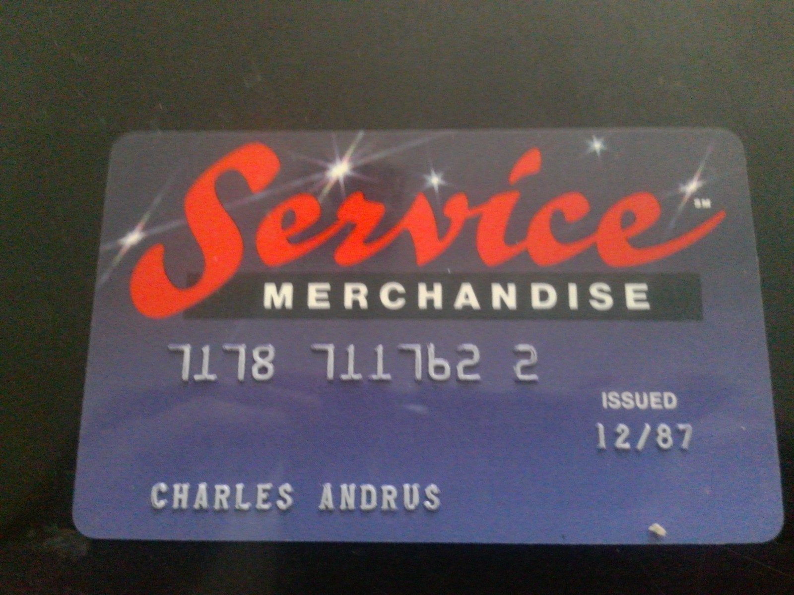 Vintage Service Merchandise Charge Card 1980s